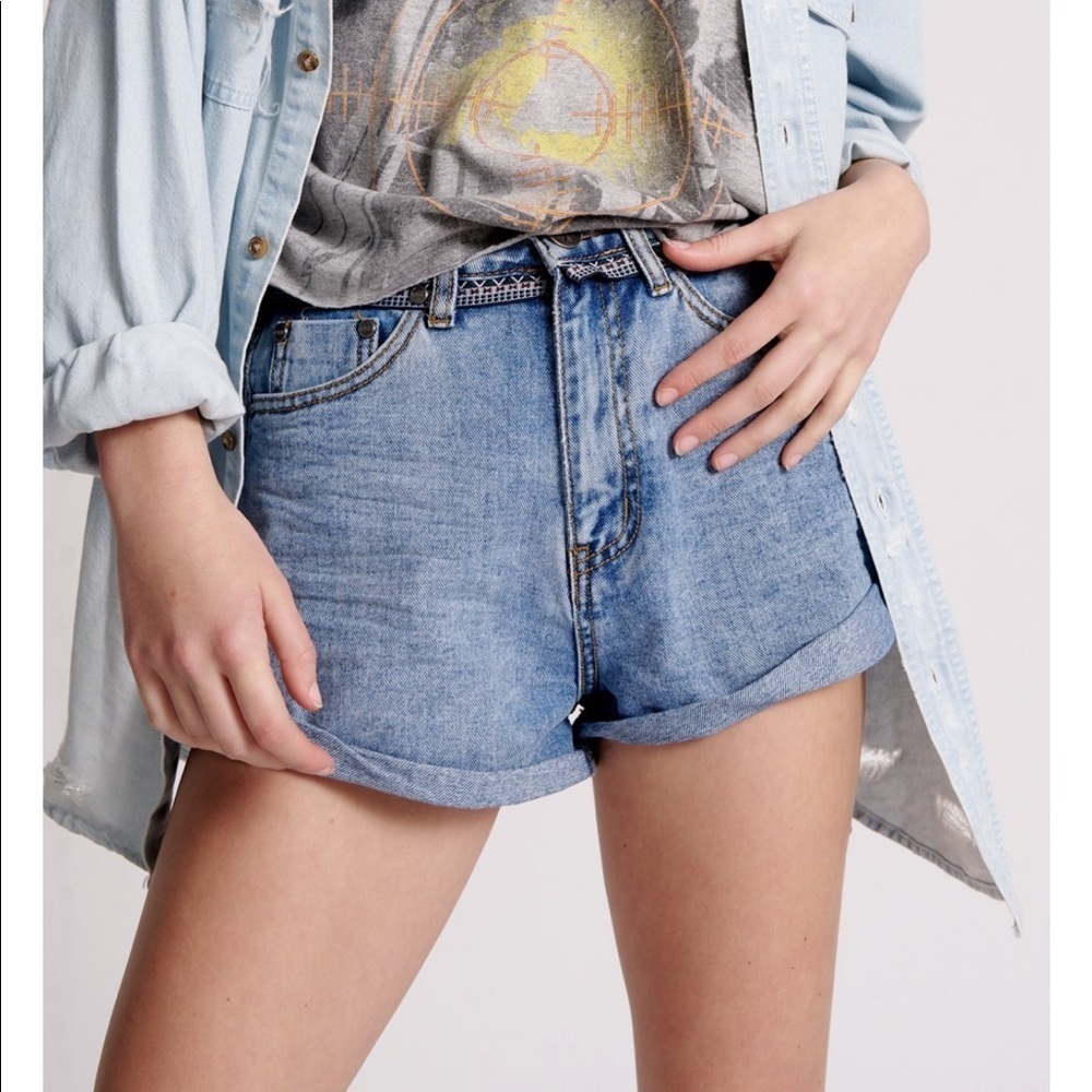 One Teaspoon Hollywood Hills High Waist Denim Shorts NWT
